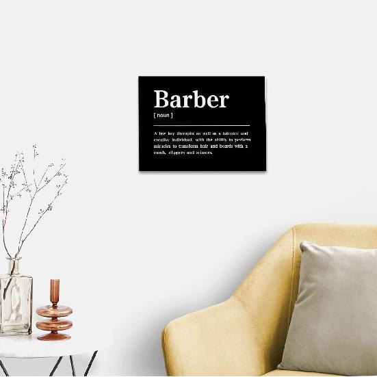 Barber Barbershop Salon Noun Definition Framed Canvas Wall Art Decor 11×14 Inch, Barber Shop Barber Quote Print Painting Artwork Home Wall