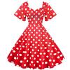 2021 Retro Polka Dot Print Swing Dress with Belt - Casual & Slim Fit