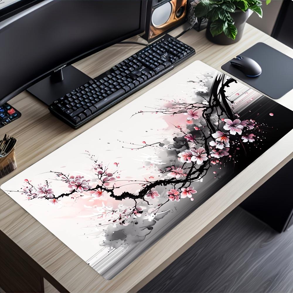 Ink Painting Floral Art Mousepad Speed Office Desk Accessories Gaming Mats Carpet Mouse Mat Desk Pad Computer Desk Decorating