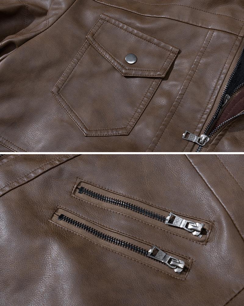 Мужская куртка из искусственной кожи, для езды на мотоцикле