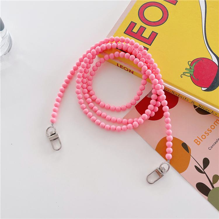 High Quality Fashion Custom Acrylic Beads Plastic Pearl Phone Case Strap, Girl Handmade Beaded Mobile Phone Lanyard Straps Chain