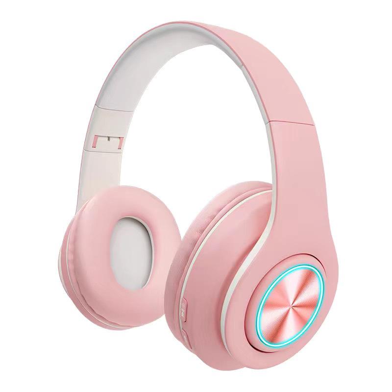 B39 Horse Head Over-Ear Wireless Bluetooth Foldable Luminous Headphones with Stereo and Card Slot.
