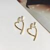Gold Plated Heart Earrings: Cold Style Niche Design, No Piercing Ear Clips, Simple Mosquito Coil Ear Hoops for Women