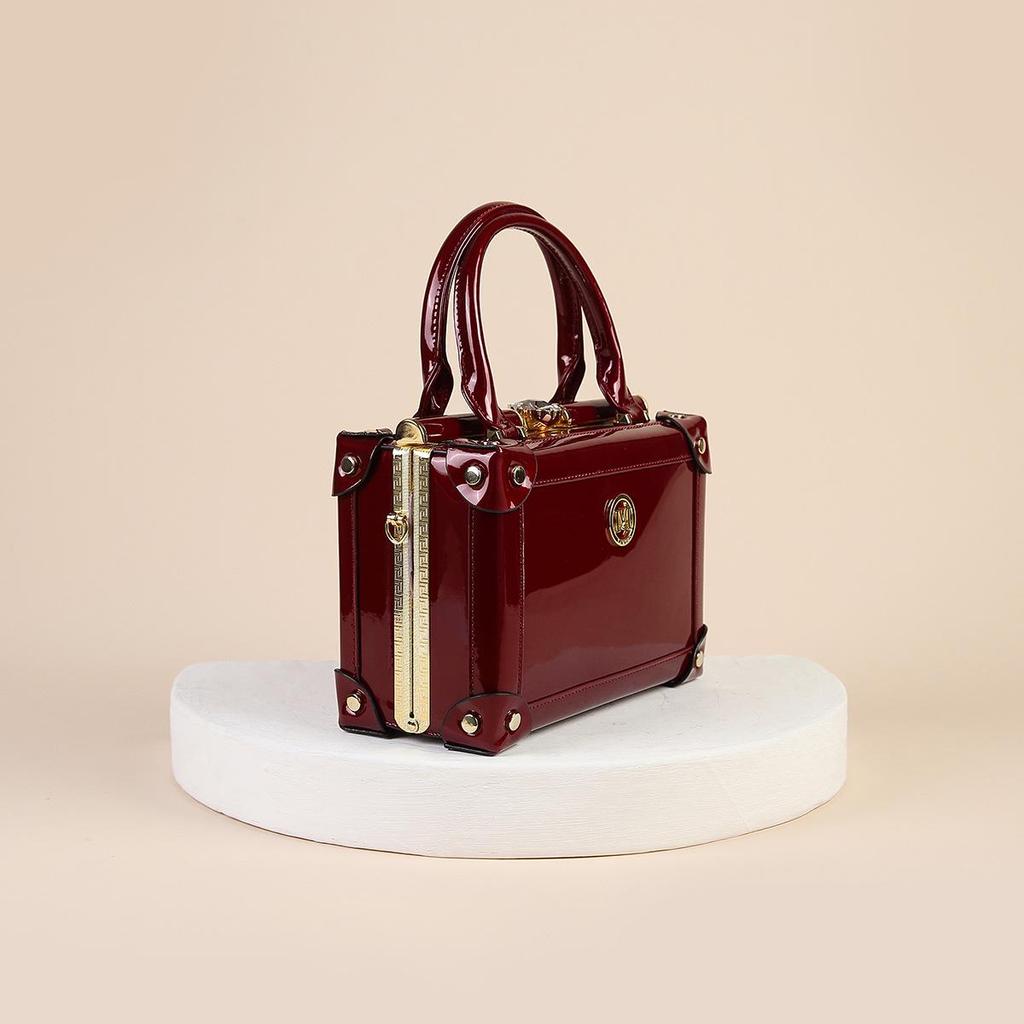 Винтажная квадратная женская сумка кроссбоди из лакированной кожи - Универсальная сумка на одно плечо