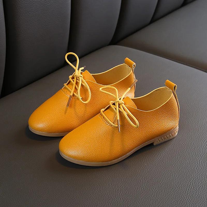 Nice Toddler Little Girl PU Leather Shoes Formal Boys School Shoes Student Lace Up Evening Party Dresses for Kids Baby H04183