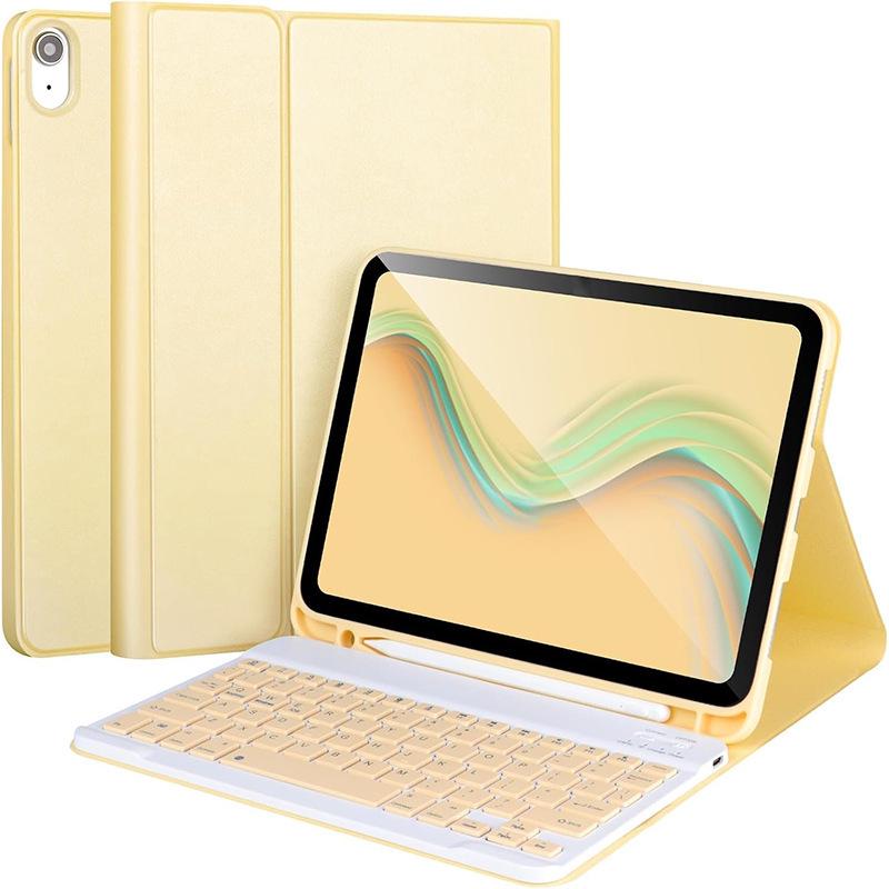 Совместимо с iPad 11 A16: Кожаный чехол для iPad 10-го поколения 10,9" со съемной Bluetooth-клавиатурой и магнитным держателем для Apple Pencil.
