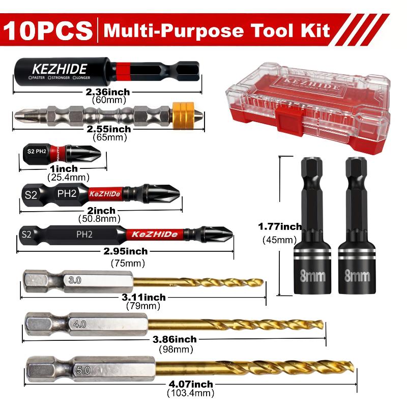 Titanium Coated Drill Bit And Socket Set With Portable Storage Box For Home Repair Diy Woodworking Projects