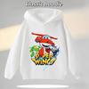 Super Wings Boys' Sports Shirt, Girls' Casual Top, Children's Hooded Sweatshirt, Cartoon Print, Autumn/Winter Long-Sleeve