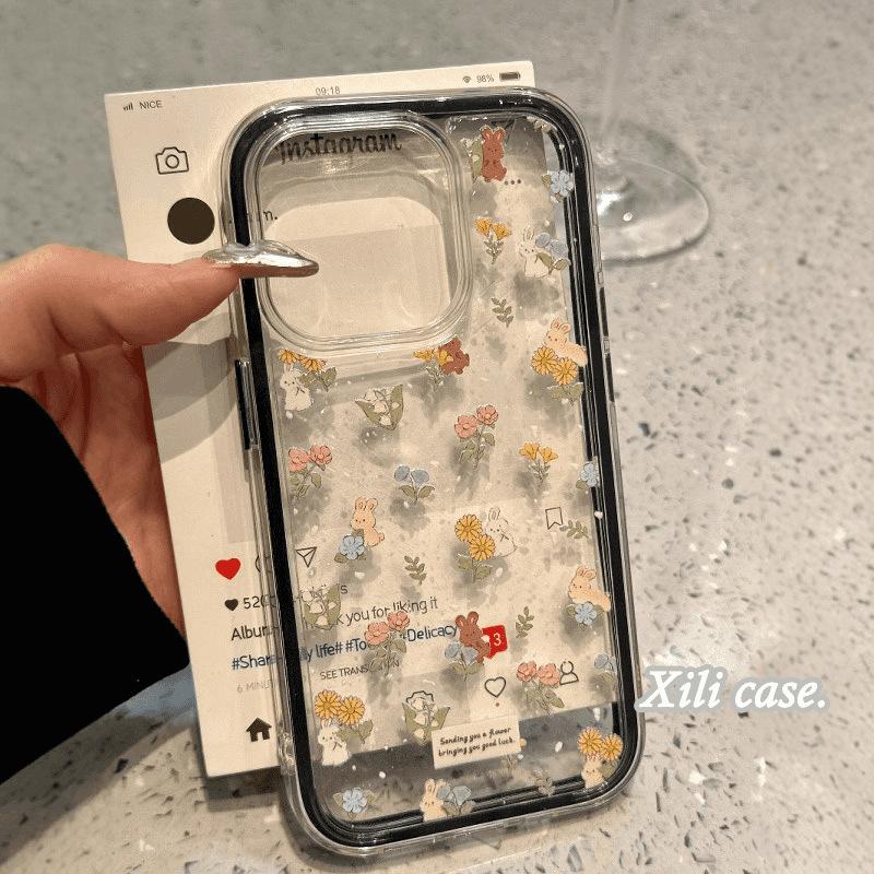 Девочки Цветочный Милый Маленький Кролик Подходит для IPhone16promax Apple 15 Чехол для Мобильного Телефона 14 Новая Модель