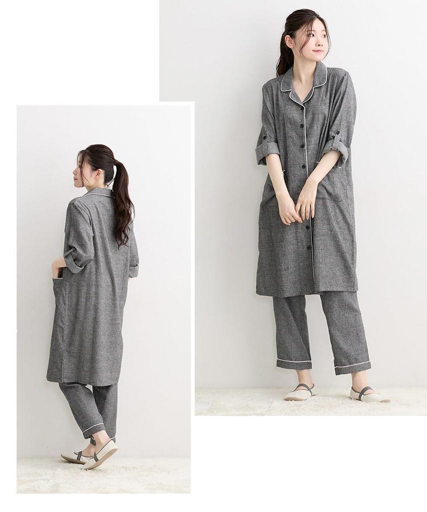 Nissen Послеродовая пижама для кормления с древесным углем, размер 4L, домашняя одежда/пижама [Предварительная носка], с застежкой спереди, рукава с подворотом, клетка,