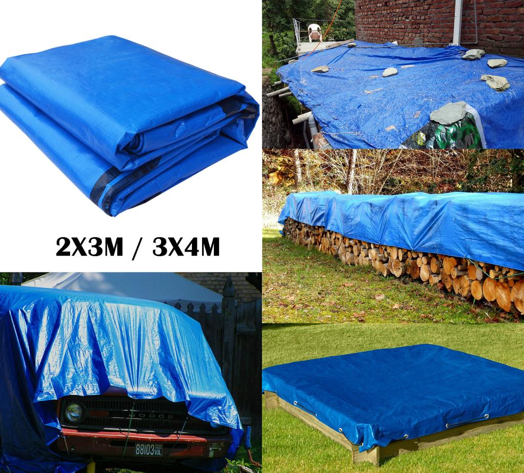 Tarpaulin Blue Waterproof Cover Tarp Ground Camping Sheet Multipurpose Furniture