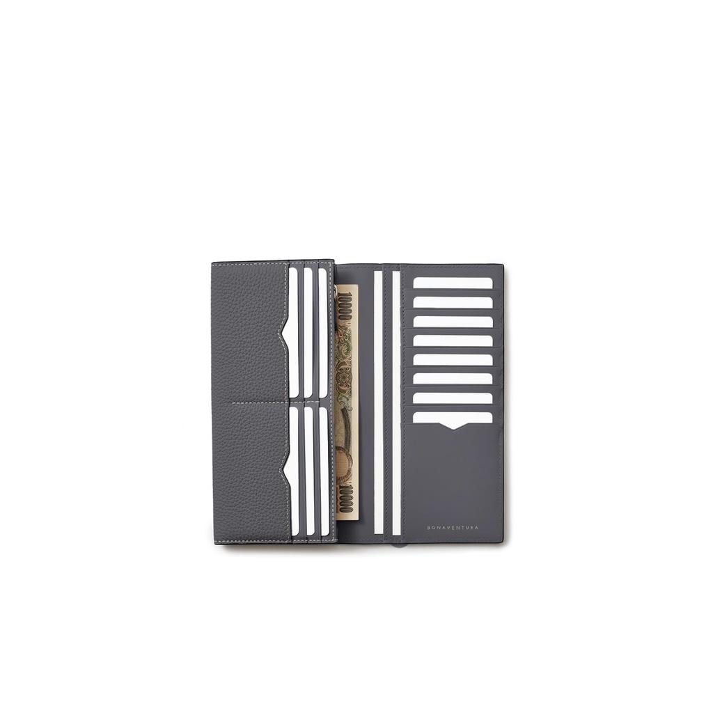 BONAVENTURA Bifold Long Wallet Made with the finest European this genuine leather wallet makes a great gift (Charcoal) - leather, (BWAT35-CG).