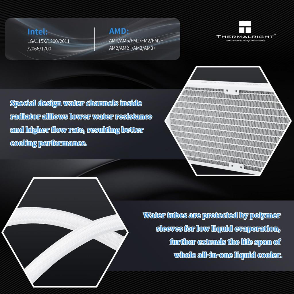 Thermalright Frozen Notte 240 WHITE ARGB V2 Liquid CPU 240 Белый процессорный кулер Double PWM V2 Применимо к Intel LGA кулер, Технические характеристики, Вентилятор, S-FDB
