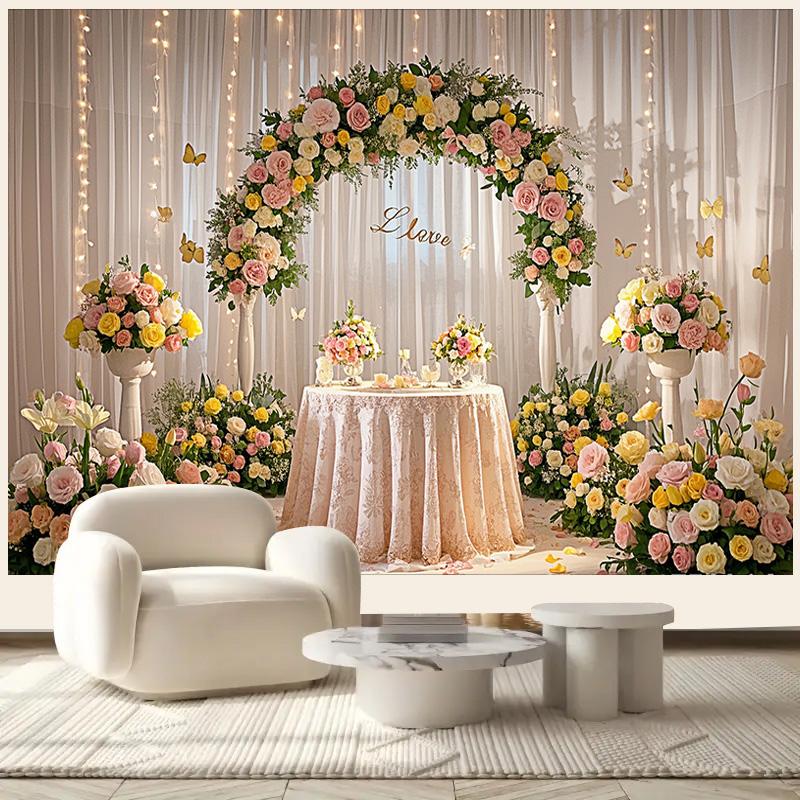 1 шт. Элегантный цветочный арочный полиэстеровый фон для свадеб, праздничных вечеринок, домашних и садовых торжеств, студийного фона и мероприятий на открытом воздухе
