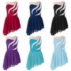 Kids Girls Sequin Rhinestone Dancing Clothing Sleeveless Hollow Back Tiered Slanted Hem Figure Ice Skating Dress