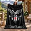 Besiktas JK Custom Name Flannel Blanket Personalized Soft Warm Plush Throw Blanket Customized Gift for Family Friends