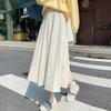 Базовая однотонная эластичная юбка трапеции в корейском стиле, женская трикотажная юбка с высокой талией, тонкие юбки, женская винтажная сумка, длинная юбка до бедра