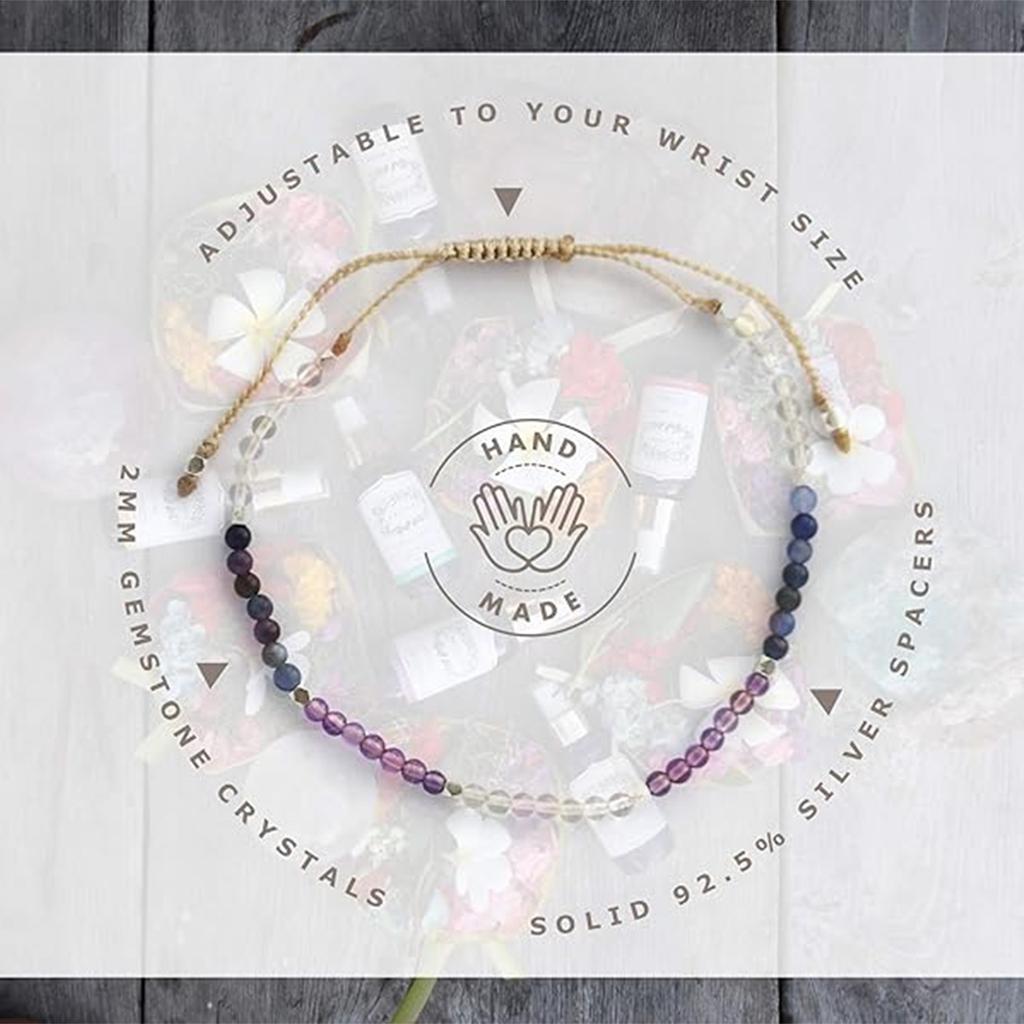 Handmade Beaded Bracelet Colorful Chakra Bracelet Healing Balance Natural Stone Bead Bangles for Positive Energy