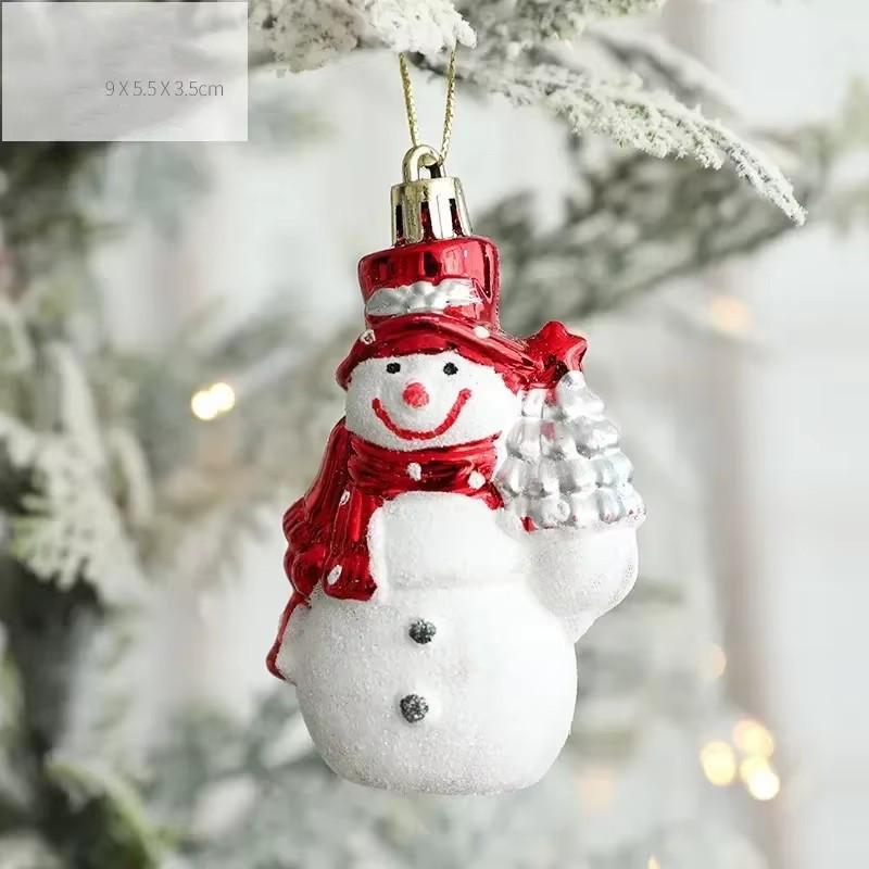 2pcs New Christmas Snowman Mini Decoration Christmas Trees Small Pendant Father Christmas Cabin Ornaments Party Arrange Supplies