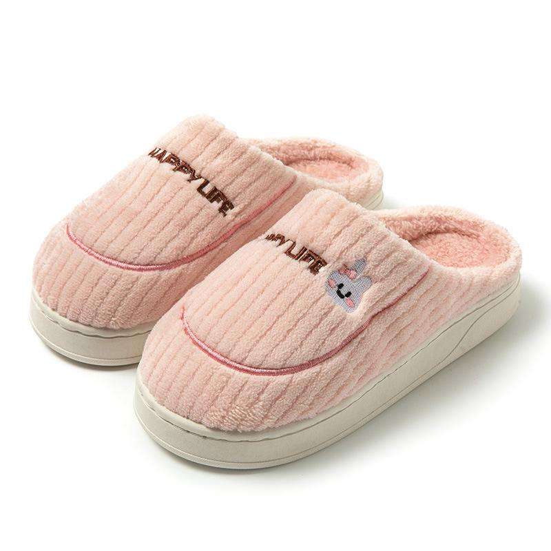Cotton slippers winter home indoor warm couple cute rabbit non-slip plush winter men's and women's slippers