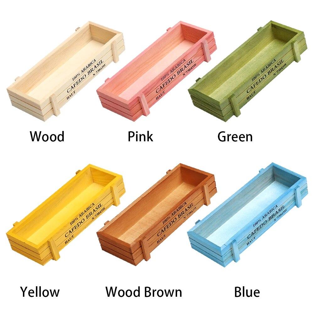Natural Wooden Flowerpot Garden Decor Trough Decor Pots Succulent Boxes Rectangle Vase Vintage Crates Wood Flower Pot Home Tools