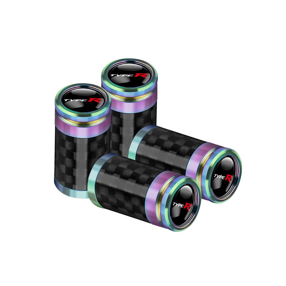 Carbon Fiber Car Tire Valve Cap Auto Emblem Tire Air Stems Caps Decor For Honda Civic 10th 11th Gen Hrv Jazz Accord Crv Odyssey