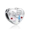 Новый попкорн You and Me Lover Bow Семейный дом Diy Beadfit Подвески Серебро 925 Браслет Diy Женские оригинальные бусины Ювелирные изделия