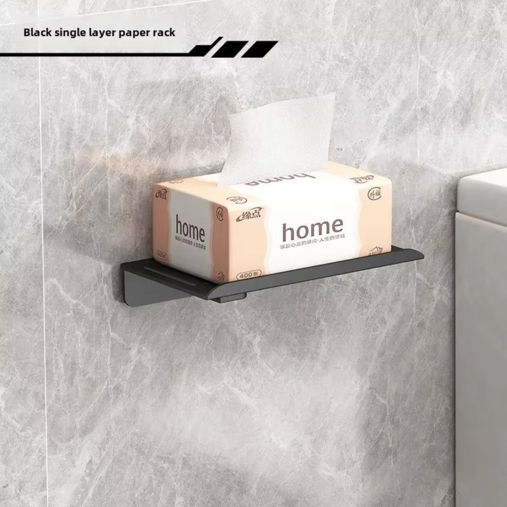 No Punching Toilet Paper Roll Holder Plastic Self Adhesive Bathroom Tissue Paper Holder Easy Installation Wall Mounted