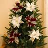 29cm Artificial Christmas Flower Velvet Christmas Tree Wreath Christmas Poinsettia  Xmas Party
