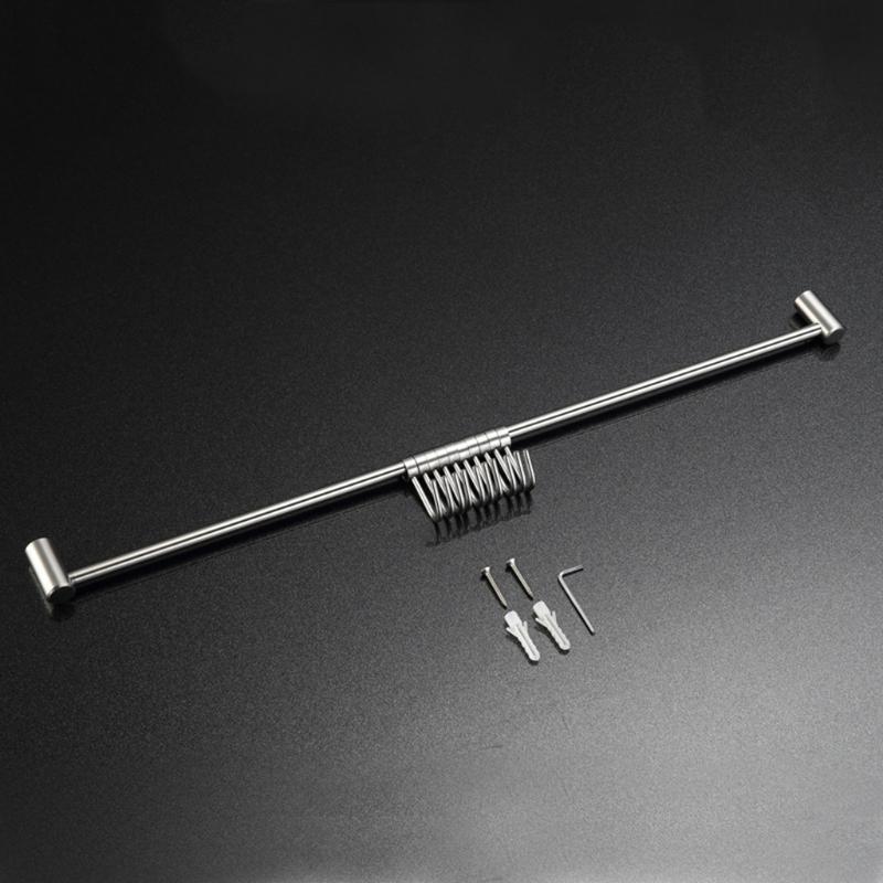 Stainless Steel Wall Mount Pot Pan Hanging Rack Kitchen Straight Bar Utensil Cookware with Sliding Hooks