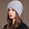 New Style Winter Women Hat Decorate Beanie Hat Simple Design Rabbit Fur Blend Warm Winter Cap Y2K Female Outdoor Knitted Hat