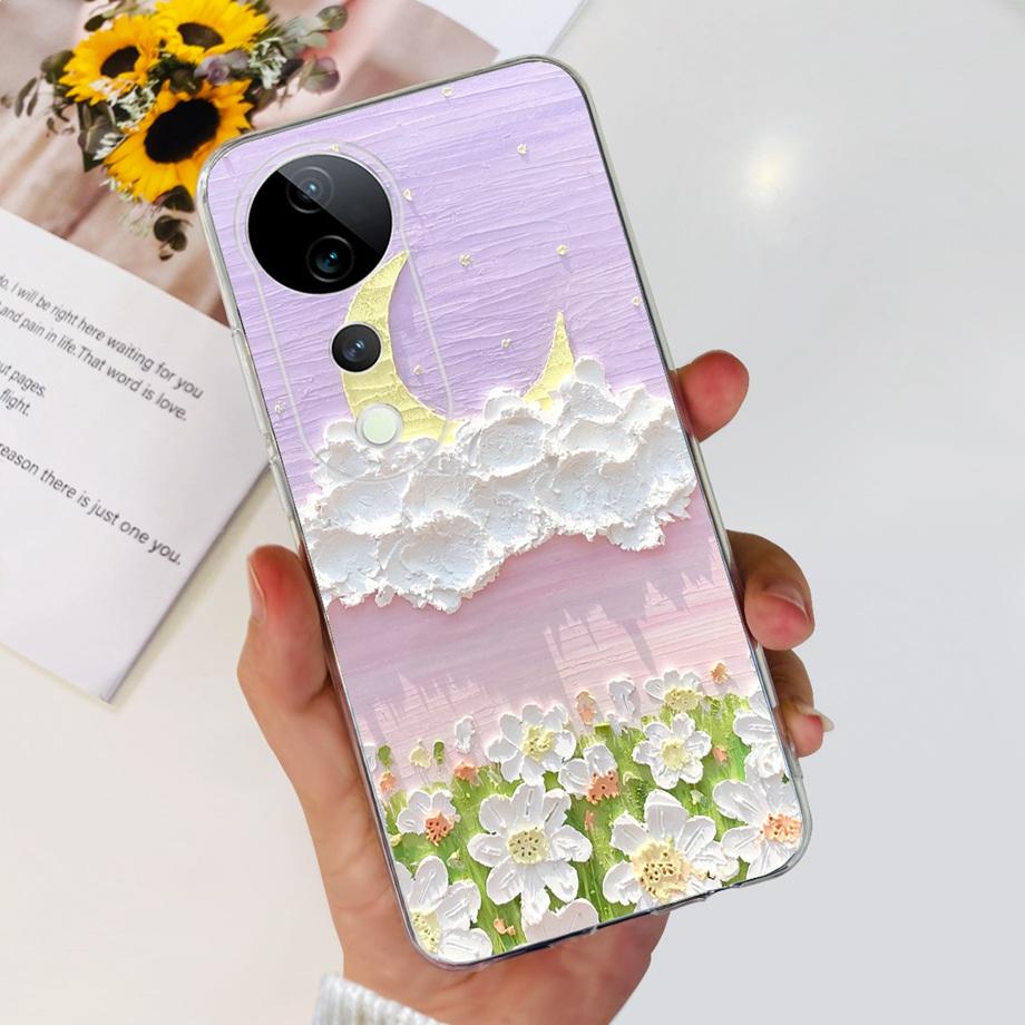 For Vivo V40 / V40 SE / V30 / V30 PRO / V30 Lite Back Cover Case Soft Clear Silicone Shockproof Protection Funda Women Fashion