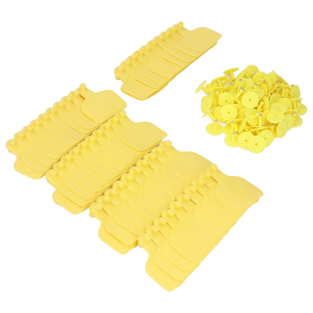 100 PCS Cattle Ear Tag Polyurethane Yellow Blank Livestock Identification Ear Tags for Cattle Cow
