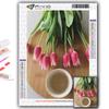 5D DIY Diamond Embroidery Tulips And Coffee Diamond Painting Mosaic Home Decoration