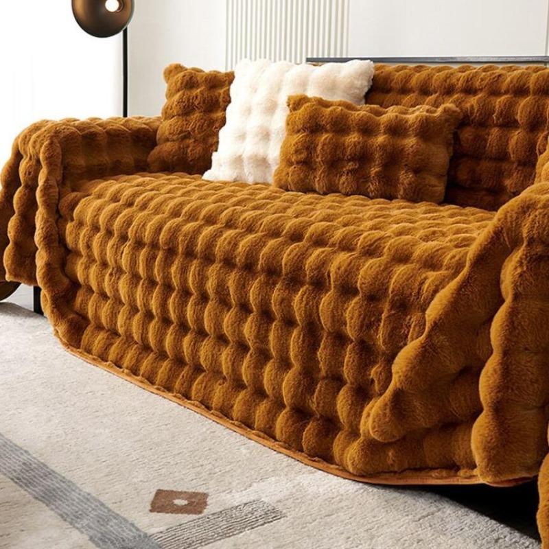Роскошное плюшевое полотенце для дивана с имитацией кролика, зимнее теплое пушистое покрывало, супермягкий гладкий утолщенный бархатный чехол для дивана