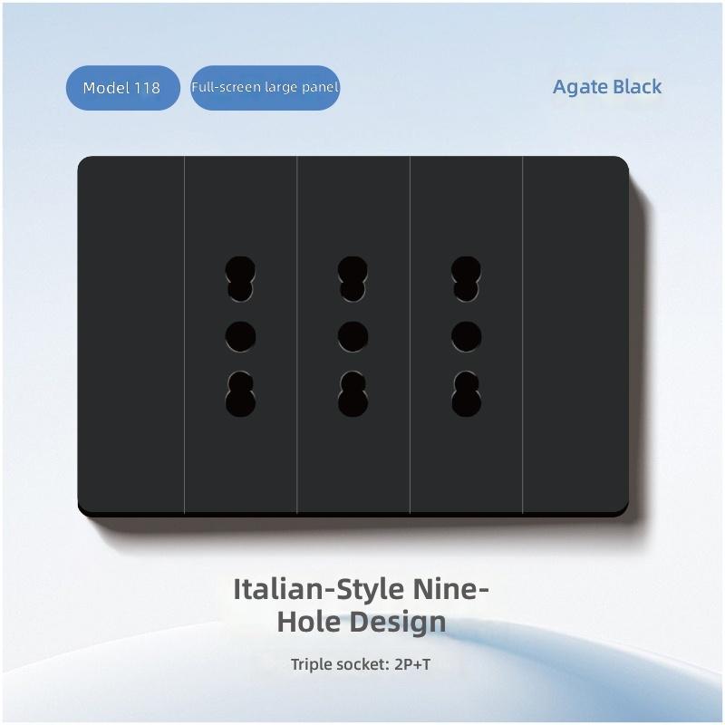 118 Type Three-position Italian Standard Socket Panel Concealed Wall Power Three-hole USB Swiss Switch Socket