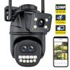 New 12MP 6K WiFi IP Camera Outdoor Three Lens Dual Screens 8X Zoom CCTV PTZ Video Cam Auto Tracking Security Protection Surveillance