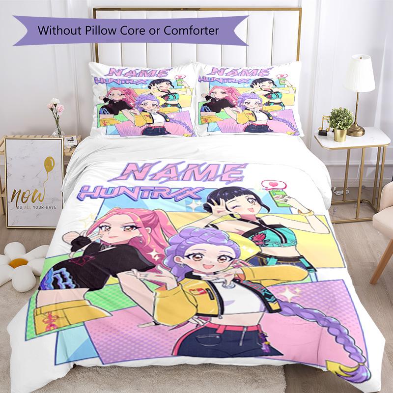 Kpop Demon Hunters Customize your name Bedding Set Breathable Duvet Cover with Pillowcases Home Decoration Birthday Gift