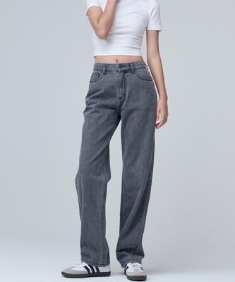 MALOUPE 9107 Всесезонные широкие джинсовые брюки (Серый)