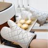 Теплоизоляционные перчатки Кухонные хлопковые с серебряным покрытием Утолщенные перчатки, устойчивые к высоким температурам Перчатки для защиты от ожогов для духовки для выпечки