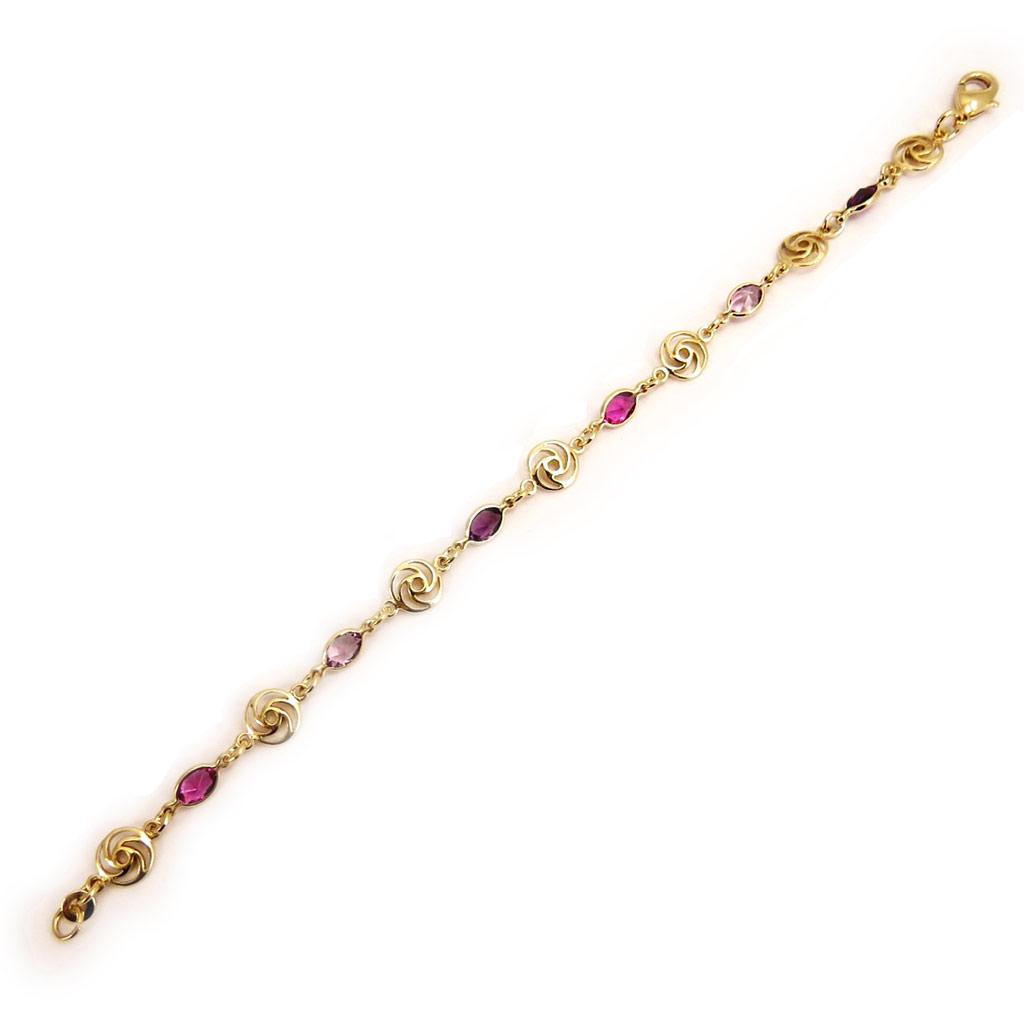 Les Trésors De Lily [L1200] - Gold Plated Bracelet 'Drops of Fairies' Purple (flower) Gold - 7 Mm