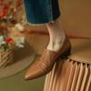 2024 Retro Women Pumps Thick Heels Pointed Toe Genuine Leather Concise Shoes Woman Spring Summer Basic Office Lady Working New