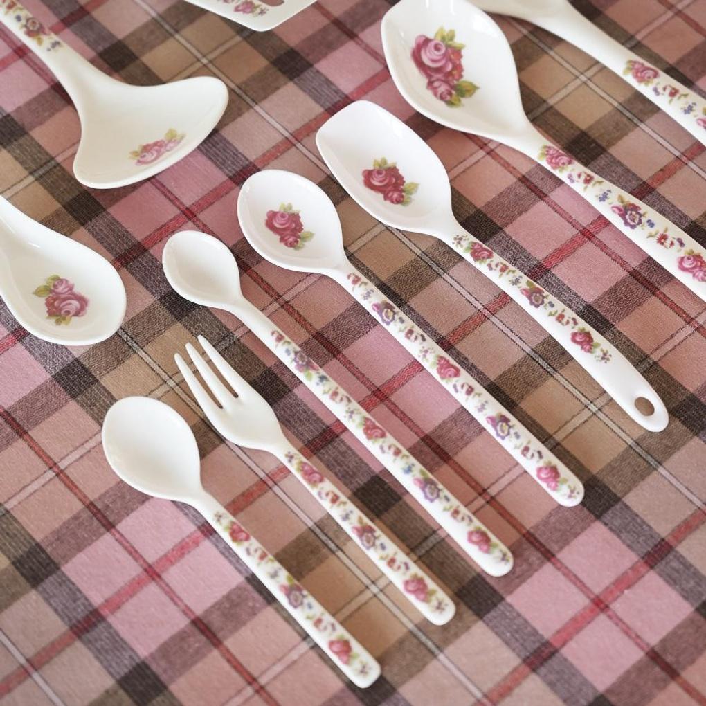 Винтажная Меламиновая Длинная Чайная Ложка с Цветком Большая