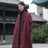 Winter Vintage Stand Collar Chinese Style Pan Buckle Long Thicked Jacket Cotton Loose Cotton Padded Coat