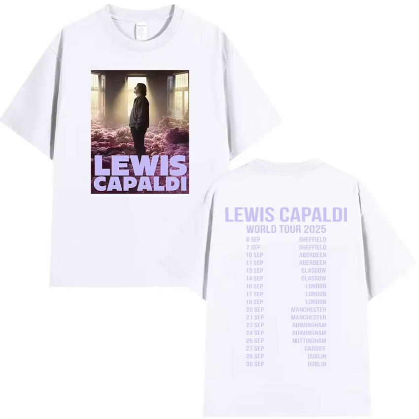 Горячая Распродажа Lewis C-Capaldi Мировой Тур 2025 Хипстерские Мужские Футболки Готика Оверсайз Хлопок Комфорт Хип-Хоп Футболки с Короткими Рукавами Унисекс