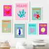 Mykonos Ibiza Miami Bondi Athens Travel Wall Art Colourful Prints Canvas Painting Nordic Poster Preppy Room Living Room Decor