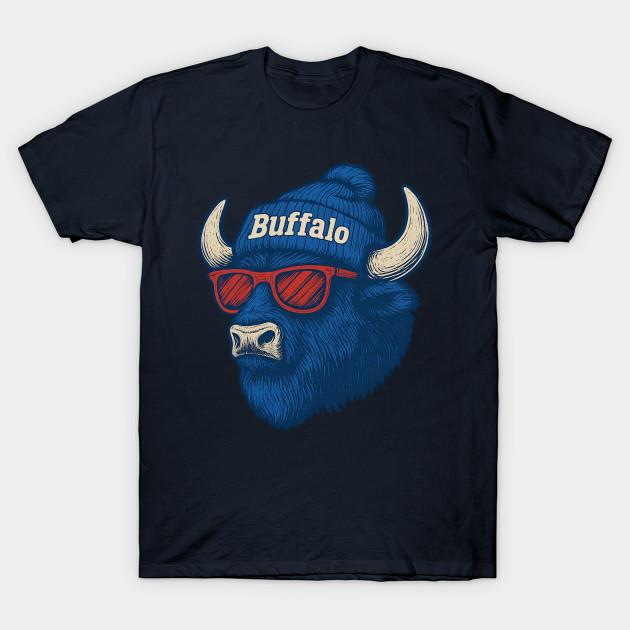 Мужская черная футболка с принтом Buffalo-Bills Печать на трансферной бумаге без вырезания Хлопковая футболка