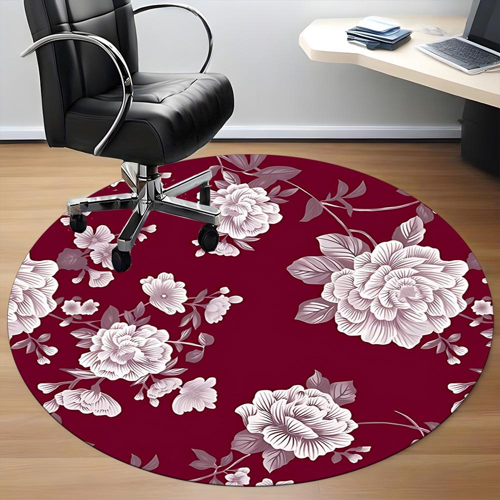 1PC Floral Pattern Chair Carpet for Office, Indoor Non-Slip Washable Carpet, Soft Comfortable Mat For Office Room yy250930151