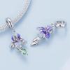 BAMOER Стерлингового Серебра 925 пробы Цветок Ириса Висячие Бусины Фиолетовый Постепенный Эмаль Подвески для Женщин Браслет и Ожерелье Ювелирные Изделия DIY