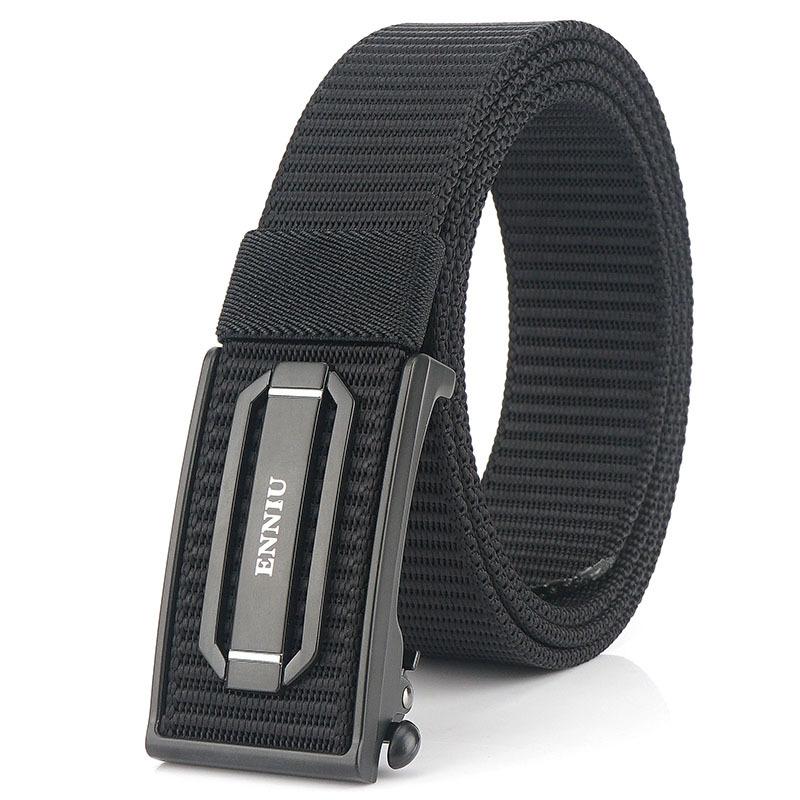 Новый мужской ремень для поездок на работу с автоматической пряжкой из нейлона, универсальный двухслойный толстый ремень для отдыха на природе